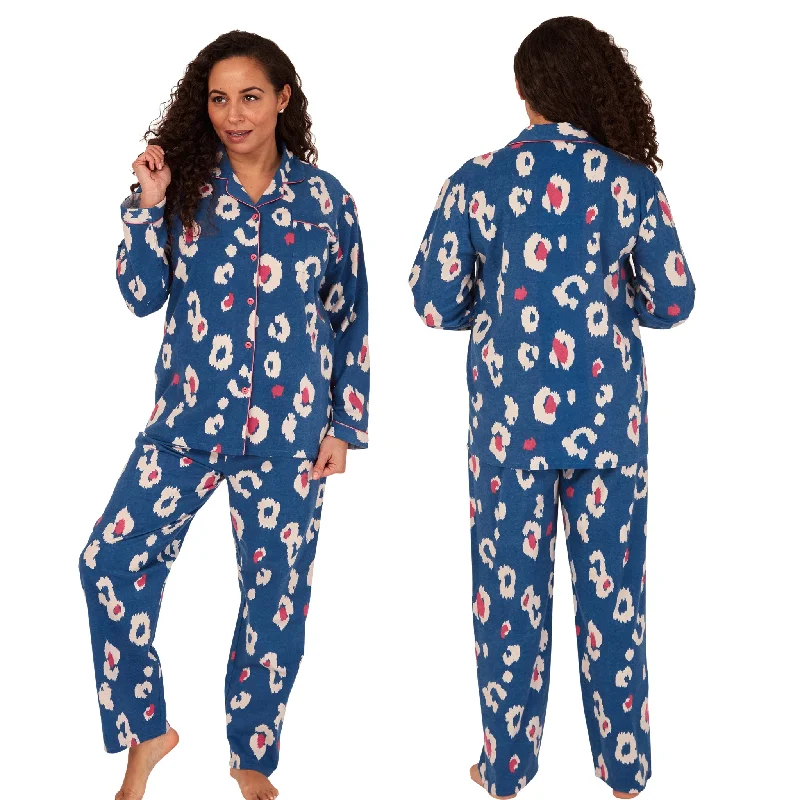 Blue Print Flannelette Wincey PJs Pyjama Set 100% Cotton