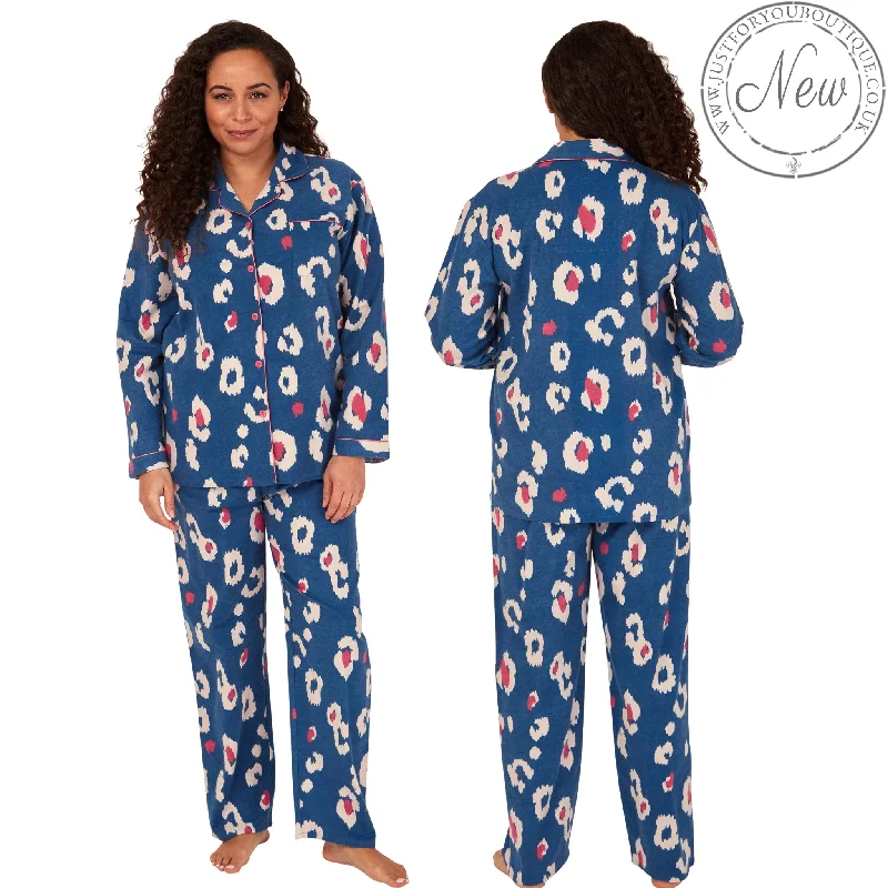 Blue Print Flannelette Wincey PJs Pyjama Set 100% Cotton