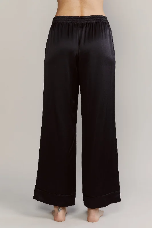 Colony Black Silk Satin Pajamas