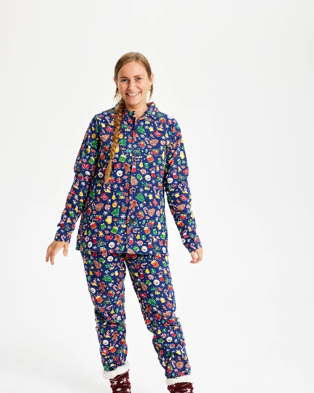 Crazy Julepyjamas Flannel Navy - Dame.