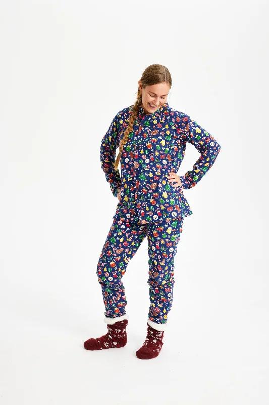 Crazy Julepyjamas Flannel Navy - Dame.