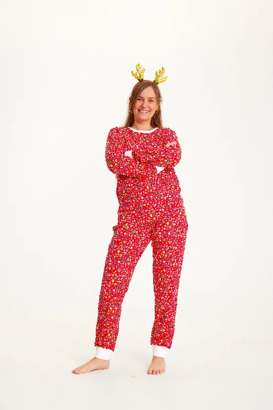 Den Julede Julepyjamas Rød - Dame.