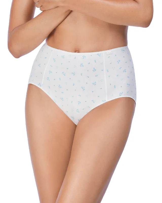 Culotte haute large coton fleurie ivoire