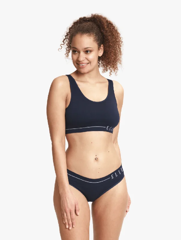 ELLE Headline Seamless Crop Bralette & Bikini Set - Navy