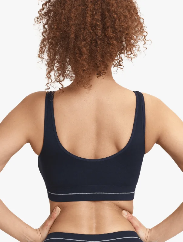 ELLE Headline Seamless Crop Bralette & Bikini Set - Navy