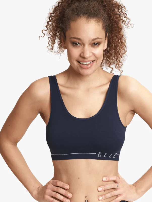 ELLE Headline Seamless Crop Bralette & Bikini Set - Navy