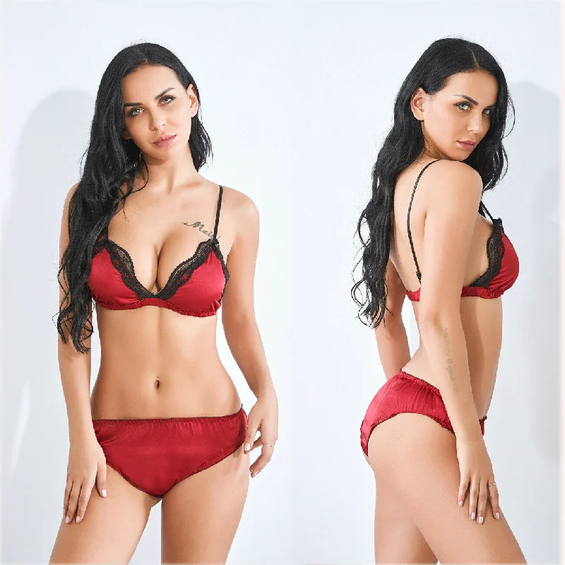 French Daina Luxury Silk satin bra set