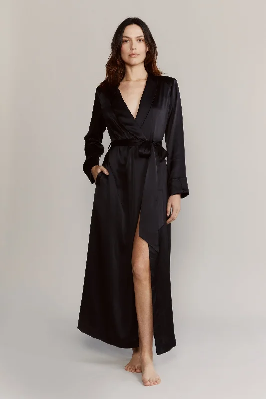 Matador Black Silk Satin Robe