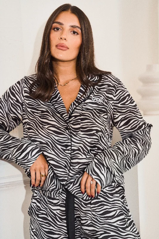 Monochrome Satin Pyjama Set