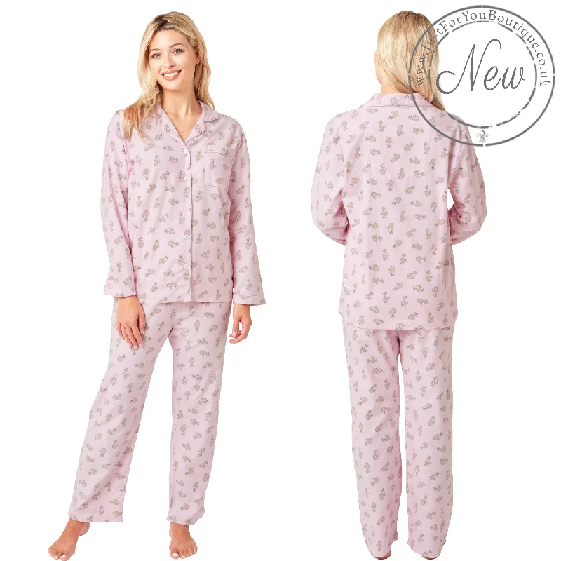 Pink Cheetah Animal Print Flannelette Wincey PJs Pyjama Set 100% Cotton