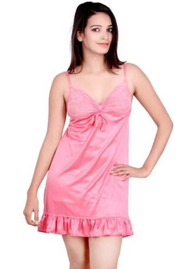 Pink Satin Lace Babydoll