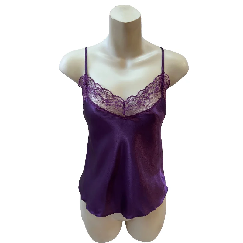 Purple Sexy Satin Lace Cami Vest Top Negligee Lingerie PLUS SIZE