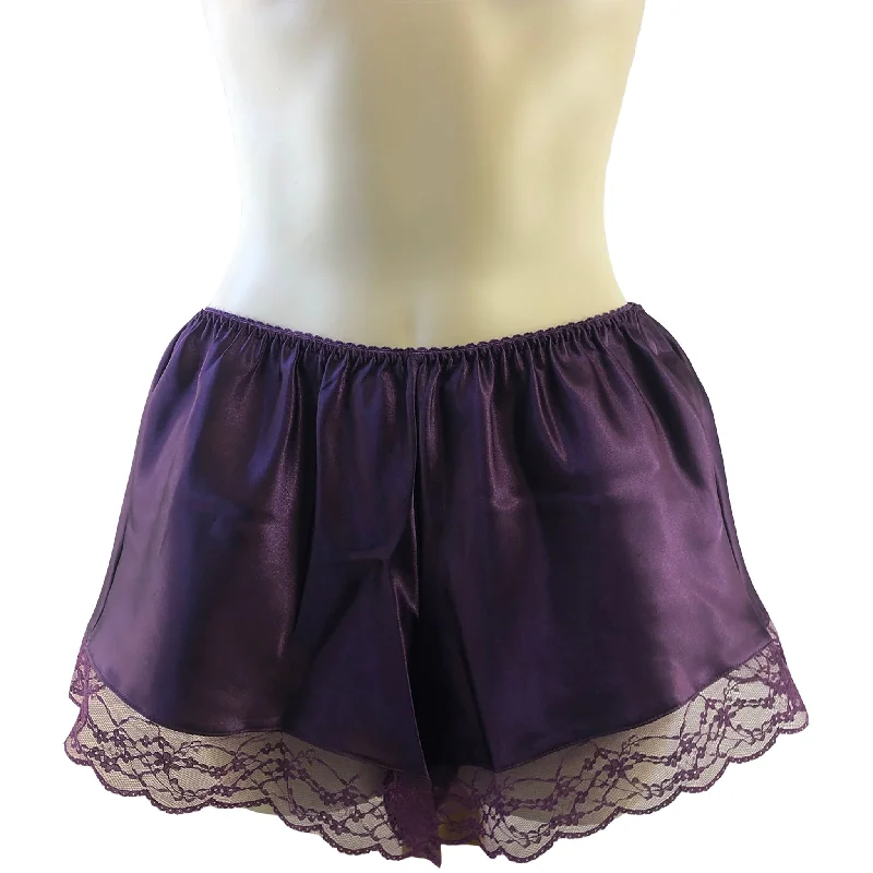 Purple Sexy Satin Lace French Knickers Shorts Negligee Lingerie PLUS SIZE