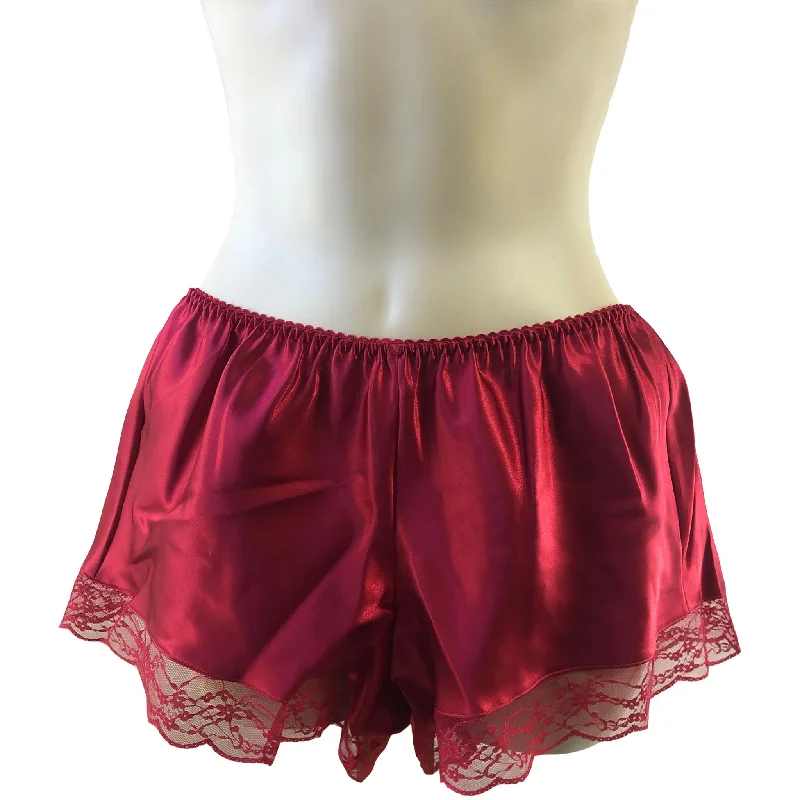 Red Sexy Satin Lace French Knickers Shorts Negligee Lingerie PLUS SIZE