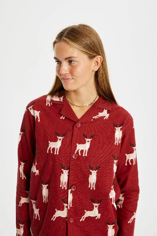 Rensdyr Julepyjamas Flannel - Dame.