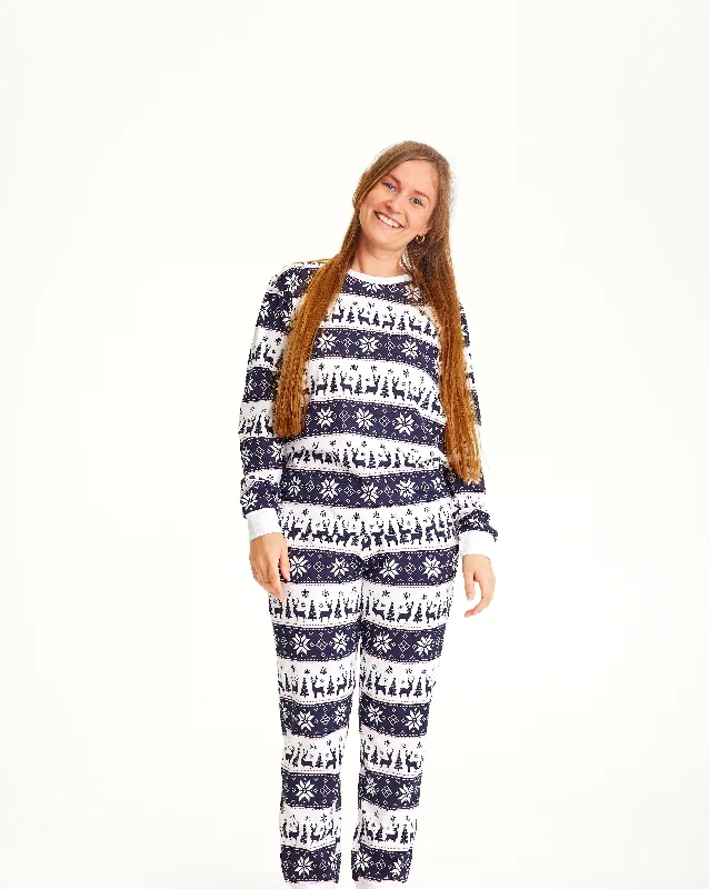 Rensdyr Julepyjamas Navy - Dame.