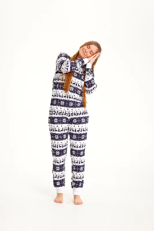 Rensdyr Julepyjamas Navy - Dame.