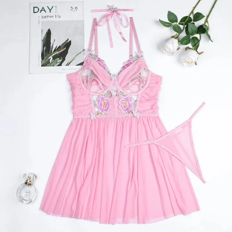 Rudy Floral Lace Butterfly Babydoll Set