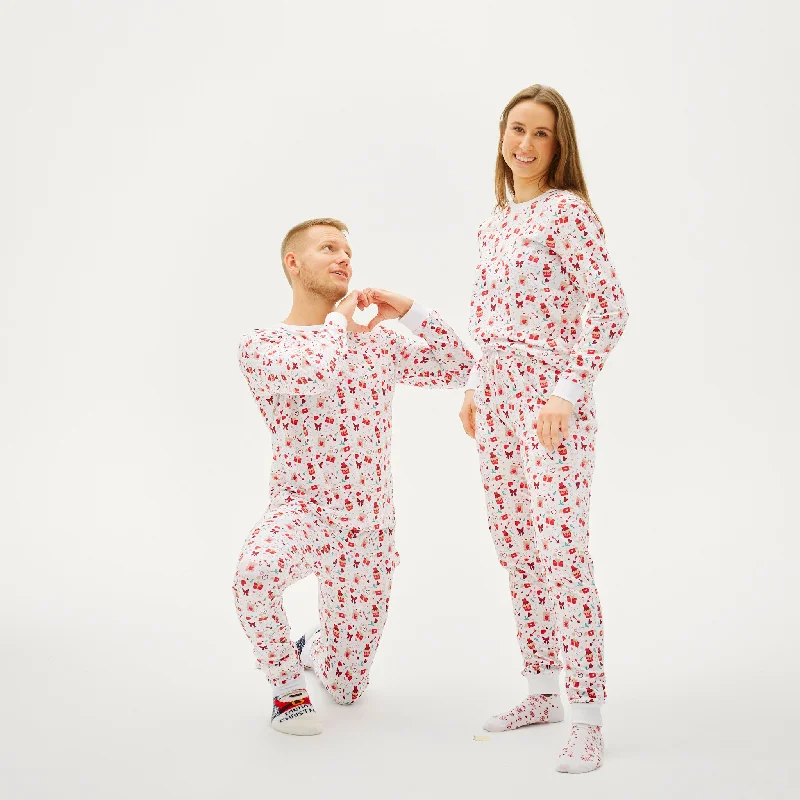 Valentines Pyjamas Hvid - Dame.