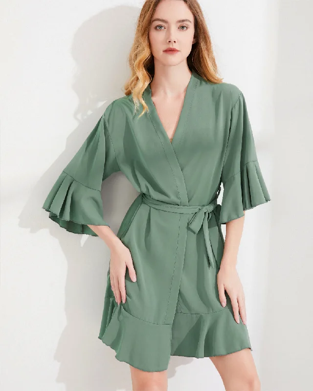 Solid Ruffle Robe