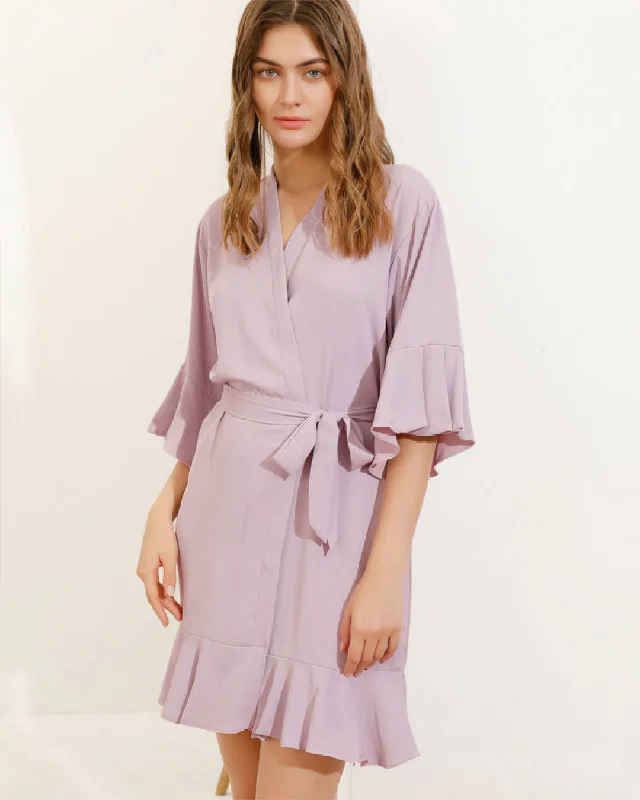 Solid Ruffle Robe