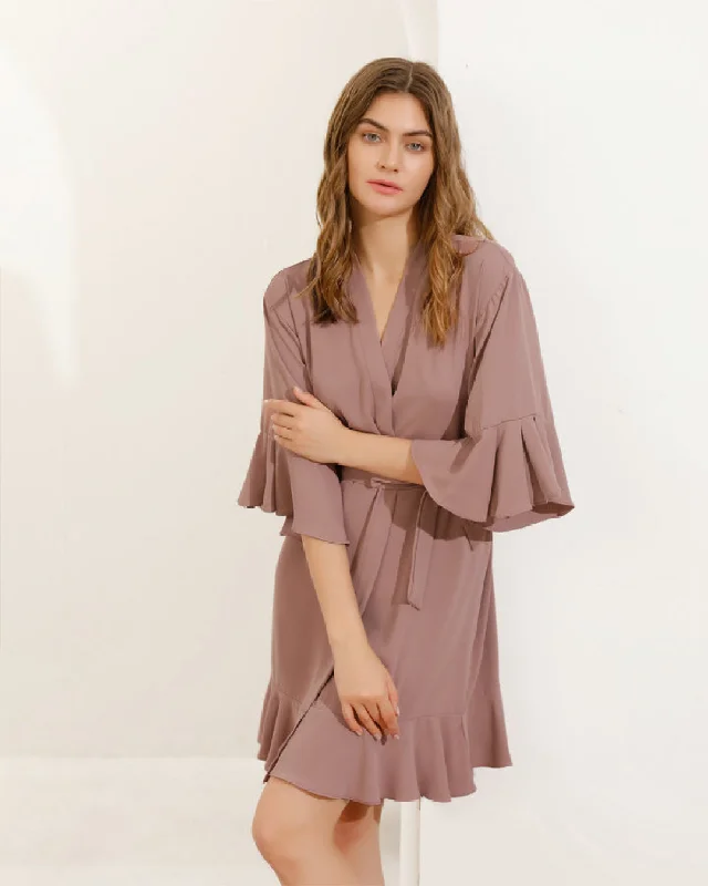 Solid Ruffle Robe