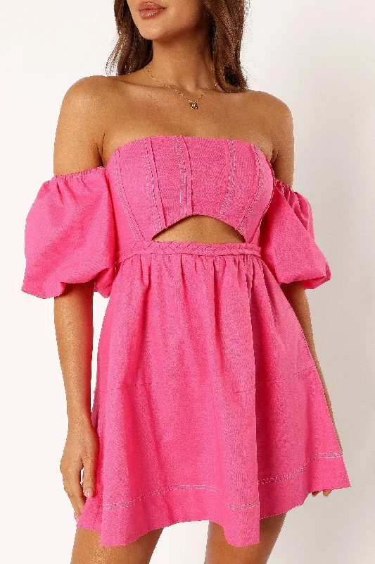 Aurora Off Shoulder Mini Dress - Pink