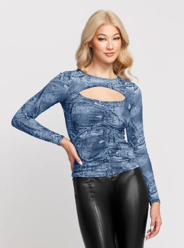 Blue Brienna Long Sleeve Top