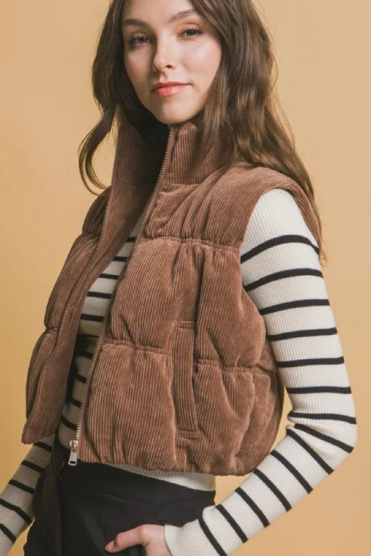 Chocolate Corduroy Cropped Vest