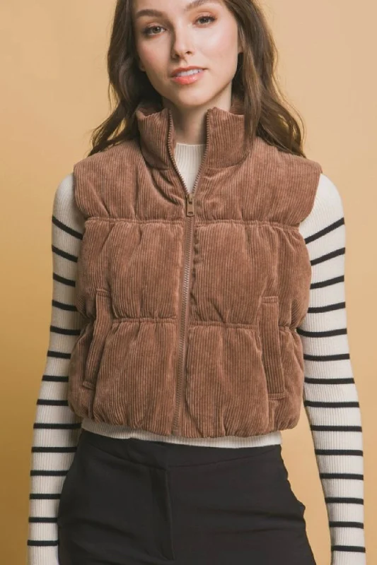 Chocolate Corduroy Cropped Vest