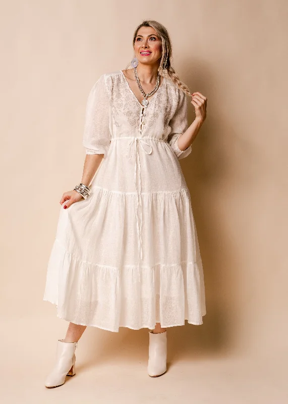 Danica Linen Dress in Cream