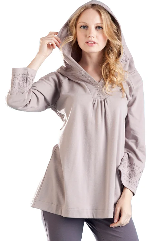 La Cera Embroidered Hooded Tunic