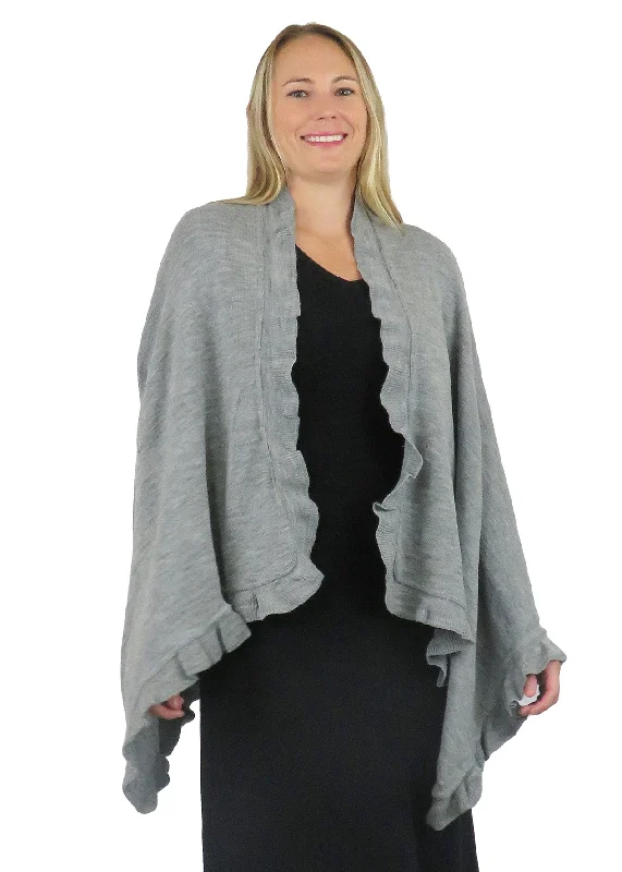 La Cera Solid Split Poncho Shawl