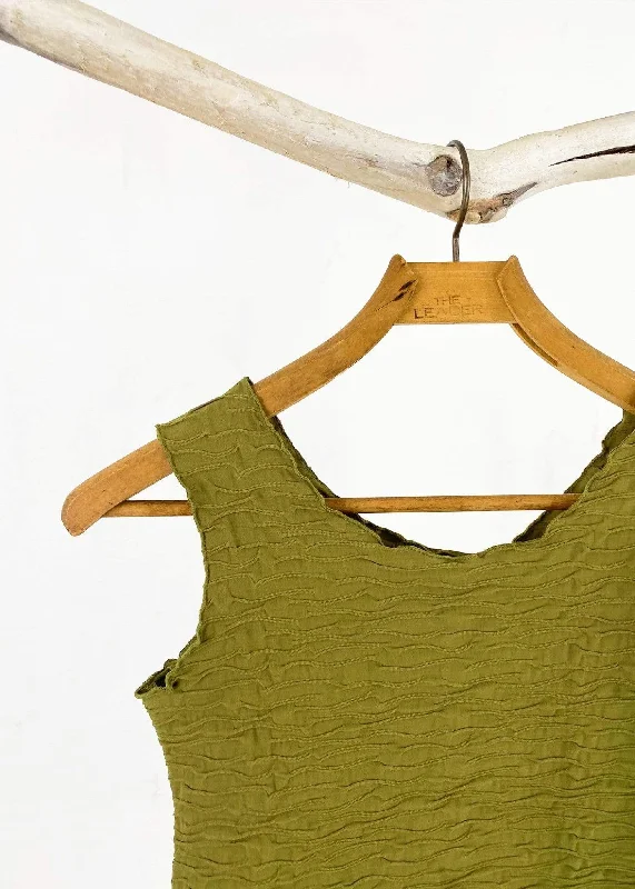 Martini Olive Crinkle Textured Charming Tank Top