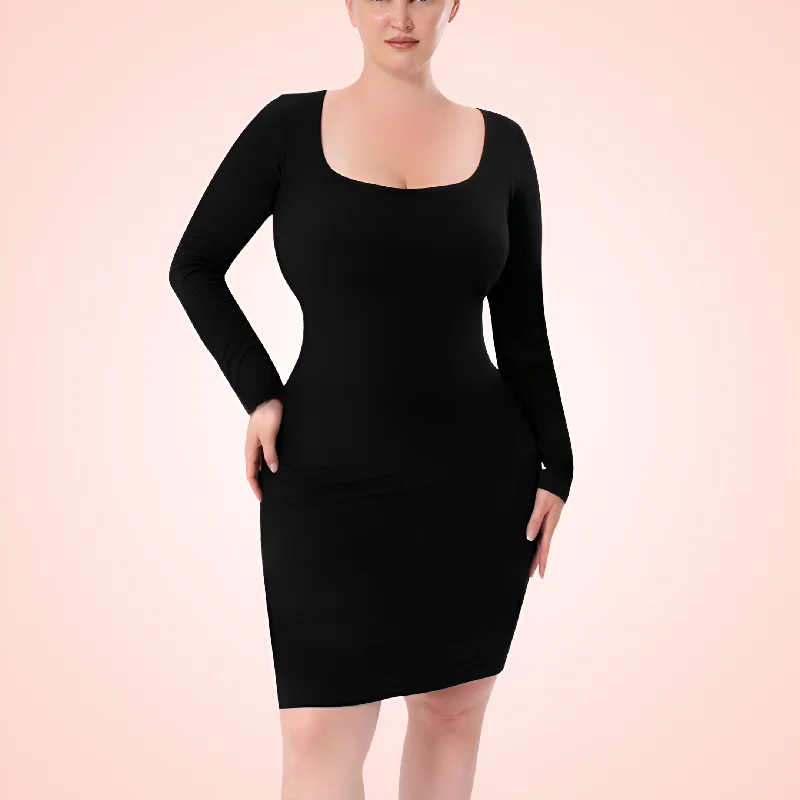 Built In Shapewear Seamless Long Sleeve Midi Dress