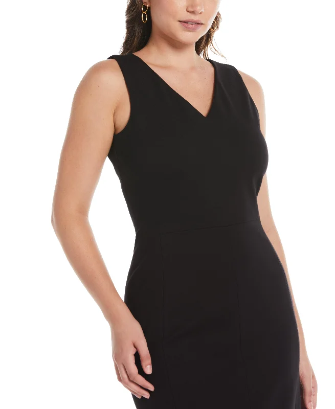 Plus Size Ponte V-Neck Shift Dress