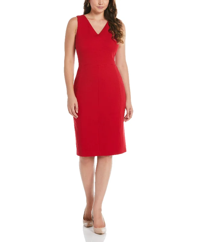 Plus Size Ponte V-Neck Shift Dress