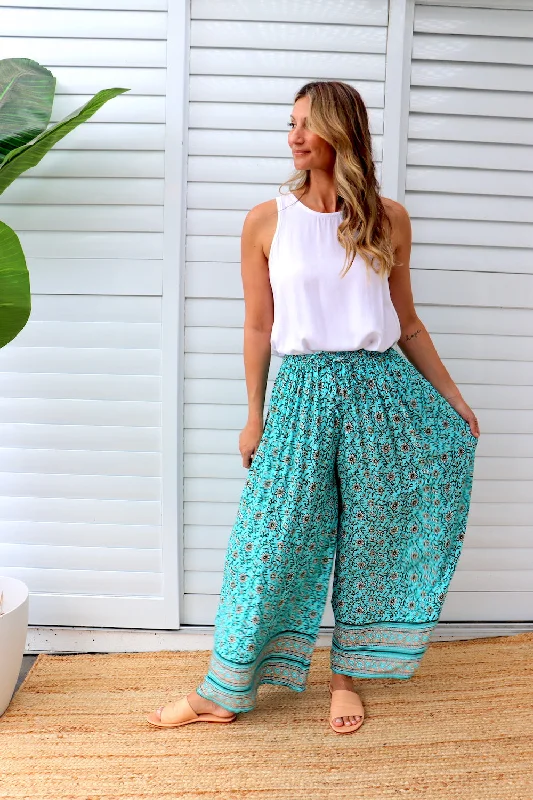 Bora Bora Long Wide Leg Pant Cottage Vine Aqua