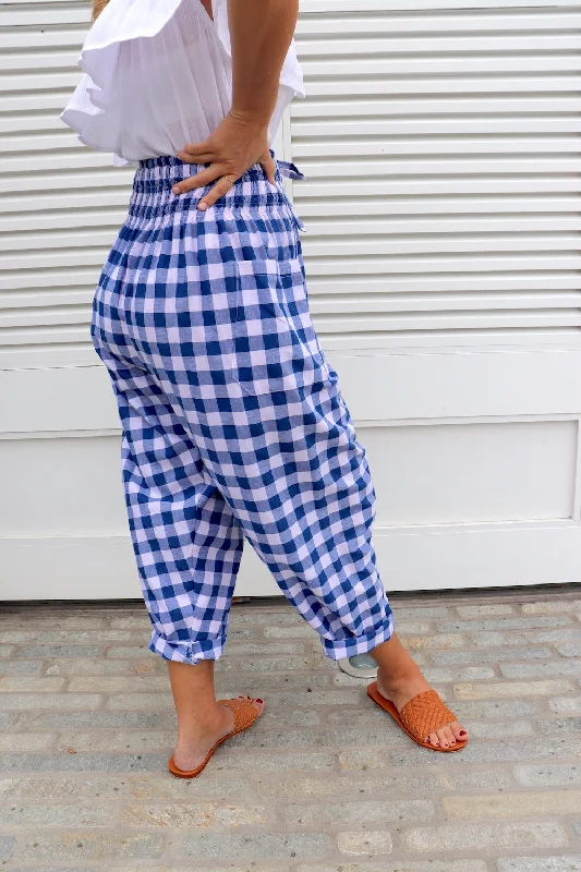 Dream Pant in Cotton Gingham Navy