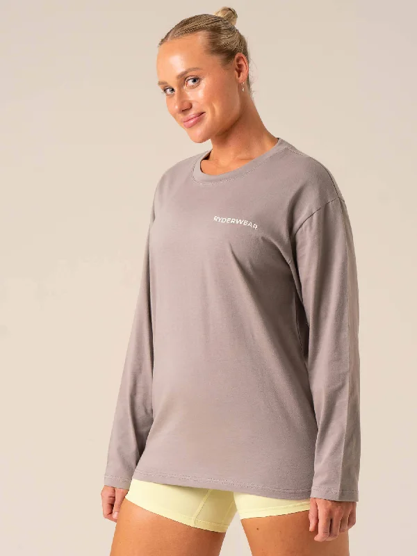 Embody Oversized Long Sleeve T-Shirt - Steel Grey