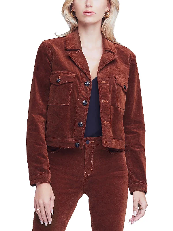 Eisenhower Womens Velvet Cropped Trucker Jacket