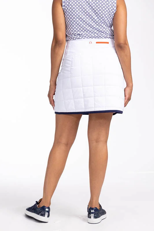 Quilted and Cozy Golf Skort - White/Navy Blue - FINAL SALE