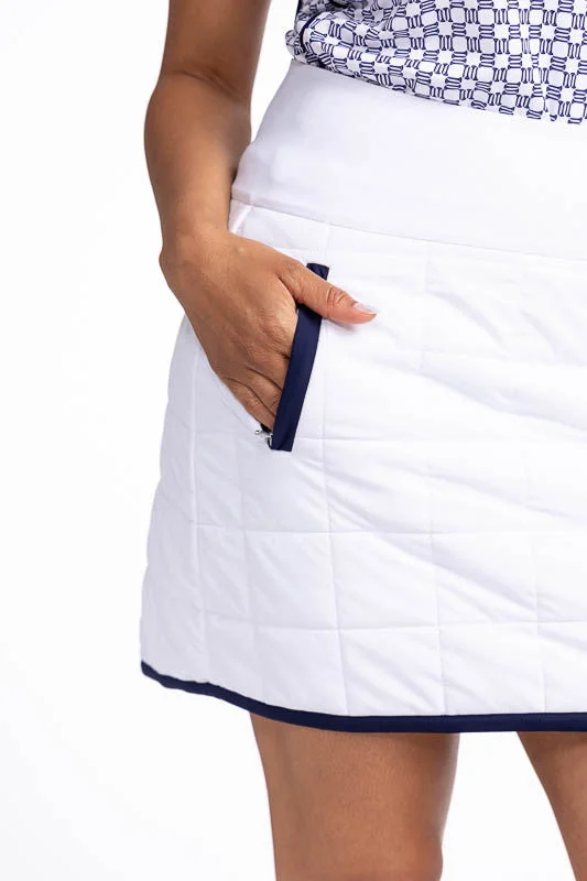 Quilted and Cozy Golf Skort - White/Navy Blue - FINAL SALE