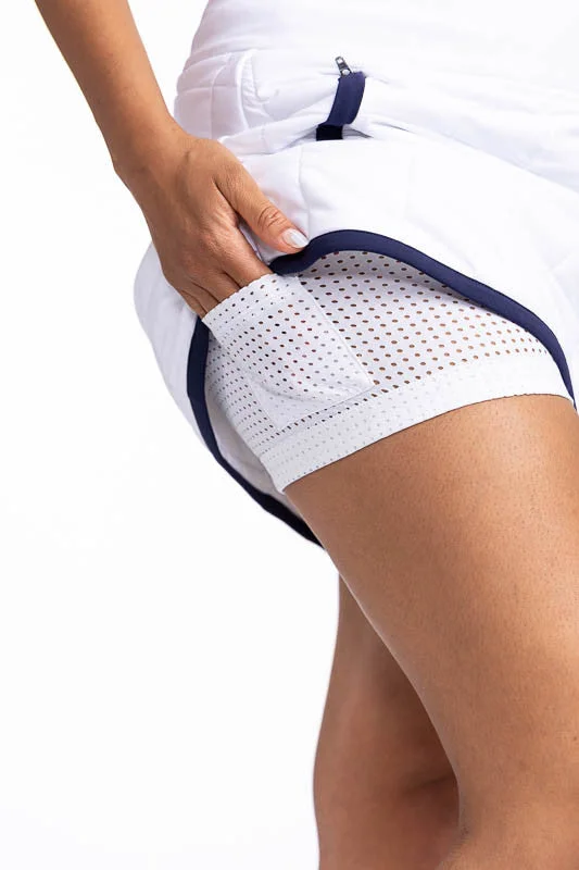 Quilted and Cozy Golf Skort - White/Navy Blue - FINAL SALE