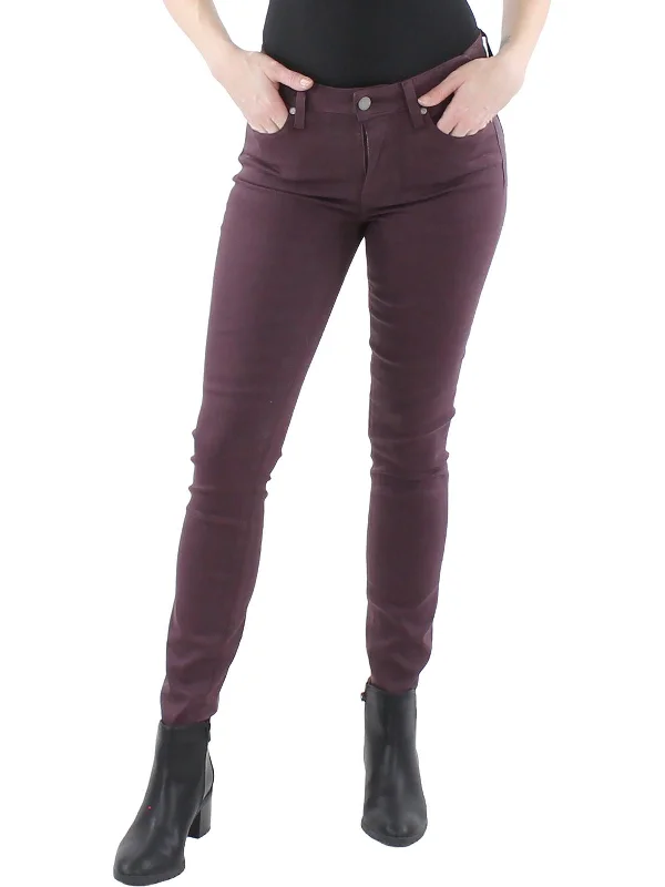 Womens Coated Mid Rise Ankle Jeans