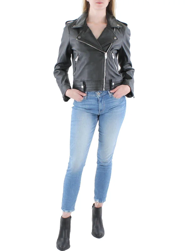 Womens Leather Biker Motorcycle Jacket