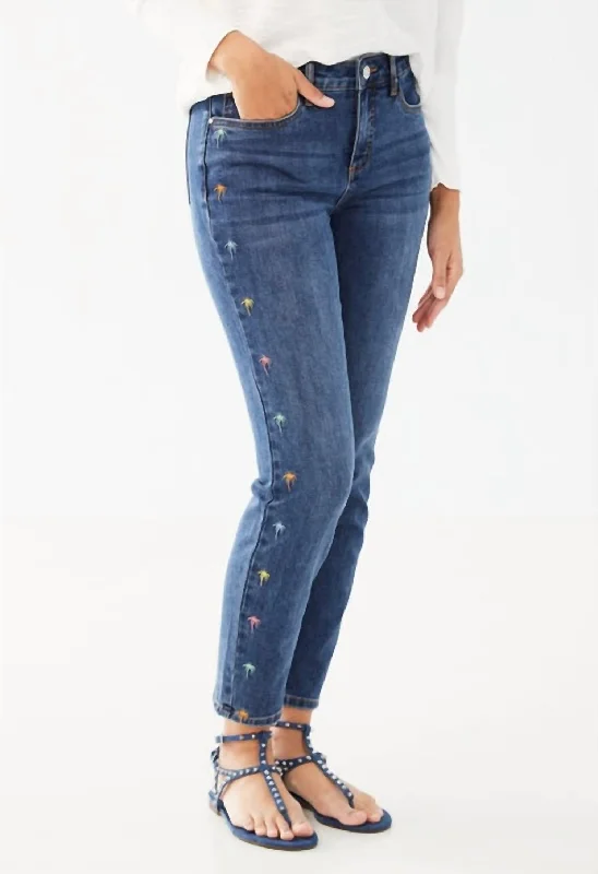 Women's Olivia Pencil Ankle Jeans In Med Wash Flamingo