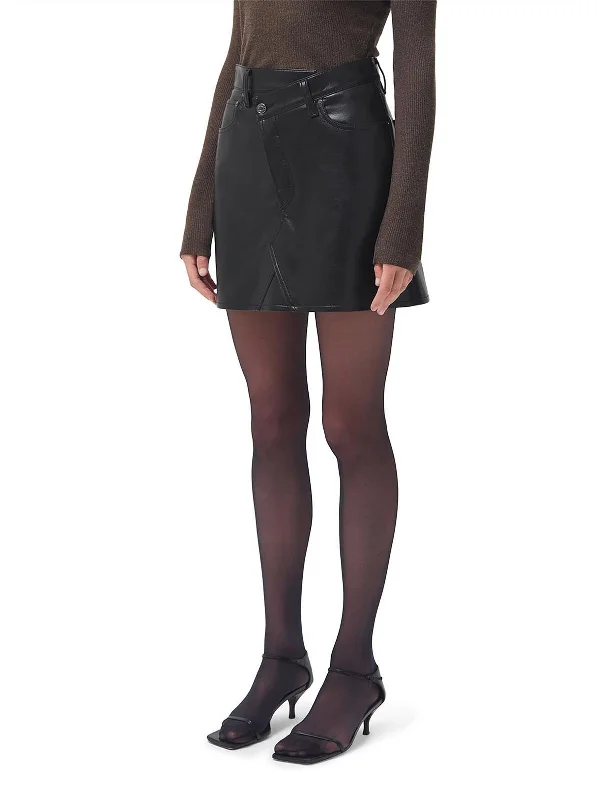 Womens Recycled Leather Short Mini Skirt