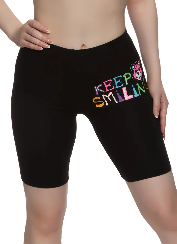 Keep Smiling Graphic Biker Shorts