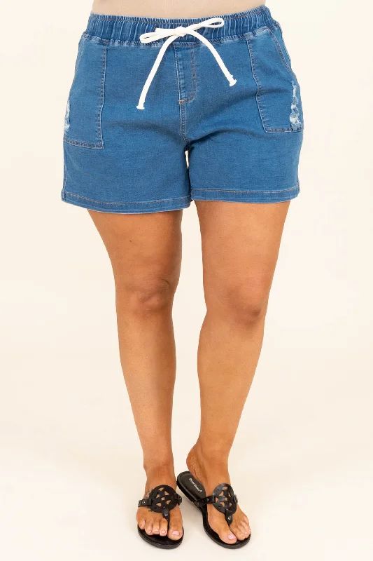 Heat Waves Shorts, Light Denim